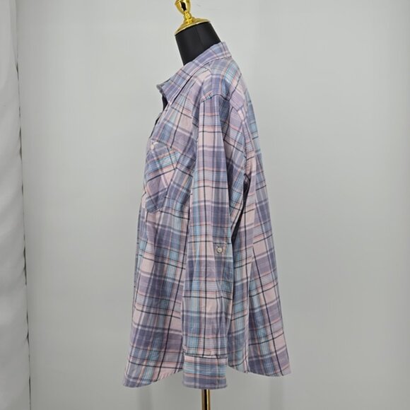 Lauren Ralph Lauren Plaid  Women's Shirt in Blue Pink Button Front Plus Size 3X - Picture 7 of 11